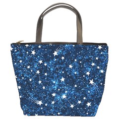 Dark Blue Stars Bucket Bag by AnkouArts