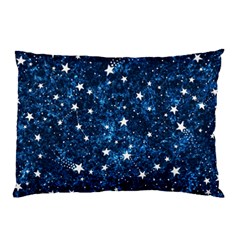 Dark Blue Stars Pillow Case by AnkouArts