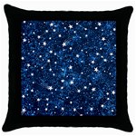 Dark Blue Stars Throw Pillow Case (Black) Front