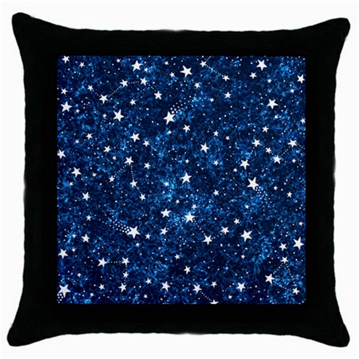 Dark Blue Stars Throw Pillow Case (Black)