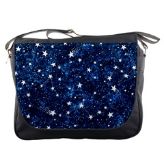 Dark Blue Stars Messenger Bag by AnkouArts