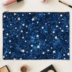 Dark Blue Stars Cosmetic Bag (xxxl) by AnkouArts