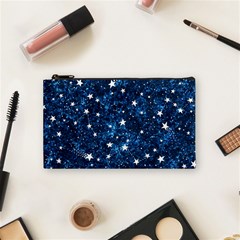 Dark Blue Stars Cosmetic Bag (small) by AnkouArts