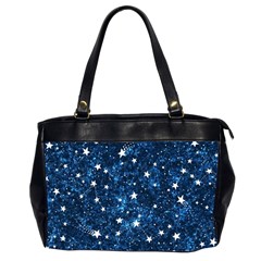 Dark Blue Stars Oversize Office Handbag (2 Sides) by AnkouArts