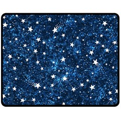 Dark Blue Stars Fleece Blanket (medium)  by AnkouArts