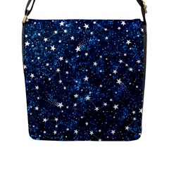 Dark Blue Stars Flap Closure Messenger Bag (l) by AnkouArts