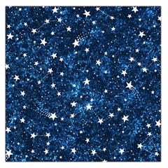 Dark Blue Stars Large Satin Scarf (square) by AnkouArts