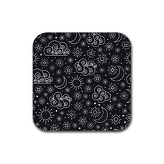 Dark Moon And Stars Rubber Coaster (square) 