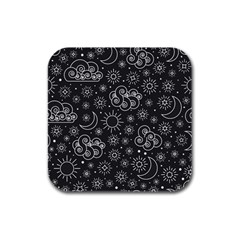 Dark Moon And Stars Rubber Square Coaster (4 Pack) 