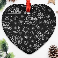 Dark Moon And Stars Heart Ornament (two Sides)