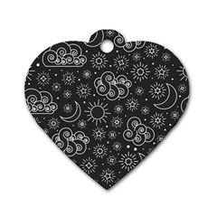 Dark Moon And Stars Dog Tag Heart (one Side)