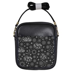 Dark Moon And Stars Girls Sling Bag by AnkouArts