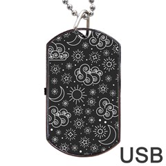 Dark Moon And Stars Dog Tag Usb Flash (two Sides) by AnkouArts