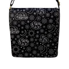 Dark Moon And Stars Flap Closure Messenger Bag (l) by AnkouArts