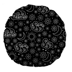 Dark Moon And Stars Large 18  Premium Flano Round Cushions by AnkouArts