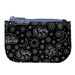 Dark Moon And Stars Large Coin Purse by AnkouArts