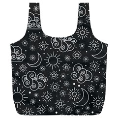 Dark Moon And Stars Full Print Recycle Bag (xxl) by AnkouArts