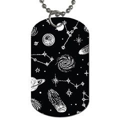 Dark Stars And Planets Dog Tag (one Side) by AnkouArts