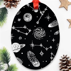 Dark Stars And Planets Oval Ornament (two Sides)