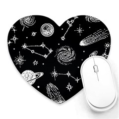 Dark Stars And Planets Heart Mousepads by AnkouArts