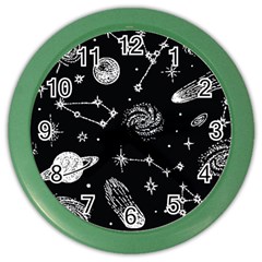 Dark Stars And Planets Color Wall Clock