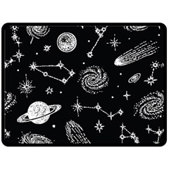 Dark Stars And Planets Fleece Blanket (large)  by AnkouArts