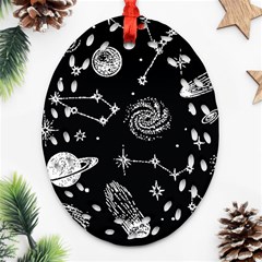 Dark Stars And Planets Oval Filigree Ornament (two Sides) by AnkouArts