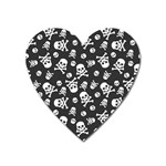 Skull and cross bone on black background Heart Magnet Front