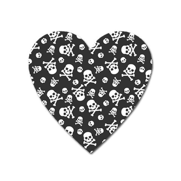 Skull and cross bone on black background Heart Magnet