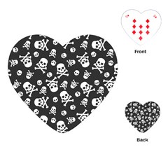 Skull And Cross Bone On Black Background Playing Cards Single Design (heart) by AnkouArts