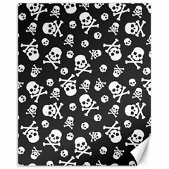 Skull And Cross Bone On Black Background Canvas 16  X 20  by AnkouArts