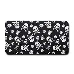 Skull And Cross Bone On Black Background Medium Bar Mats by AnkouArts