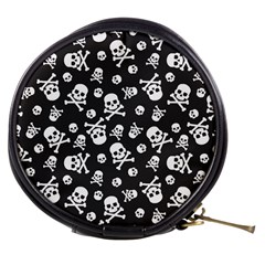 Skull And Cross Bone On Black Background Mini Makeup Bag by AnkouArts