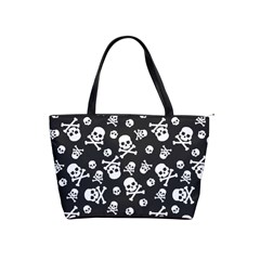 Skull And Cross Bone On Black Background Classic Shoulder Handbag by AnkouArts