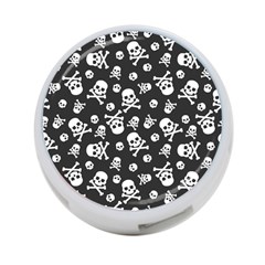 Skull And Cross Bone On Black Background 4-port Usb Hub (one Side) by AnkouArts