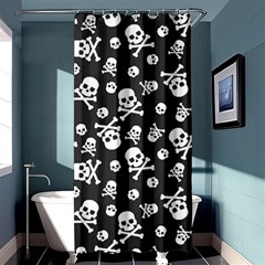 Skull And Cross Bone On Black Background Shower Curtain 36  X 72  (stall)  by AnkouArts