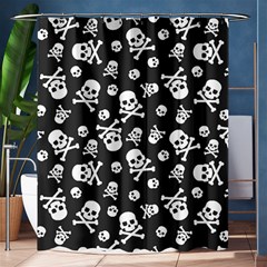 Skull And Cross Bone On Black Background Shower Curtain 60  X 72  (medium) 