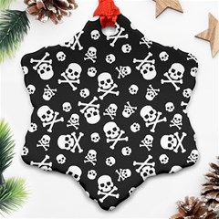 Skull And Cross Bone On Black Background Ornament (snowflake)