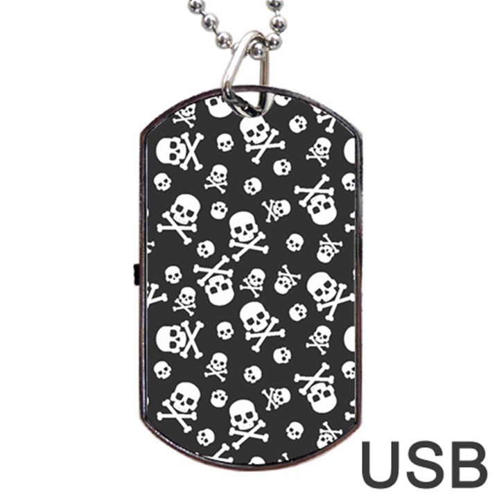 Skull and cross bone on black background Dog Tag USB Flash (Two Sides)