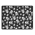 Skull and cross bone on black background Double Sided Fleece Blanket (Small)  45 x34  Blanket Front