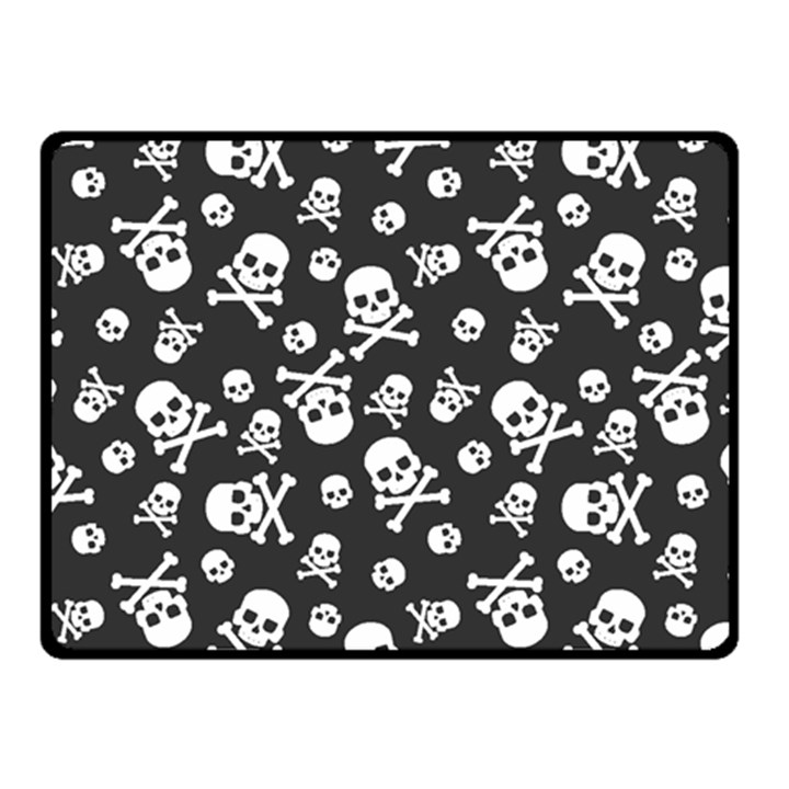 Skull and cross bone on black background Double Sided Fleece Blanket (Small) 