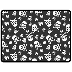 Skull And Cross Bone On Black Background Double Sided Fleece Blanket (large)  by AnkouArts