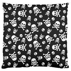 Skull And Cross Bone On Black Background Standard Flano Cushion Case (one Side) by AnkouArts