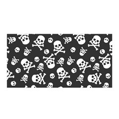 Skull And Cross Bone On Black Background Satin Wrap by AnkouArts