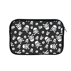 Skull And Cross Bone On Black Background Apple Macbook Pro 13  Zipper Case by AnkouArts