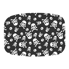 Skull And Cross Bone On Black Background Mini Square Pill Box by AnkouArts