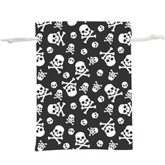 Skull And Cross Bone On Black Background  Lightweight Drawstring Pouch (xl) by AnkouArts