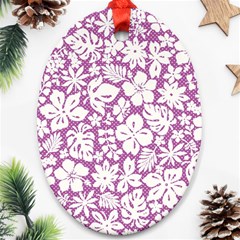 White Hawaiian Flowers On Purple Ornament (oval)