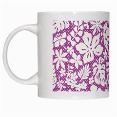 White Hawaiian Flowers On Purple White Mugs