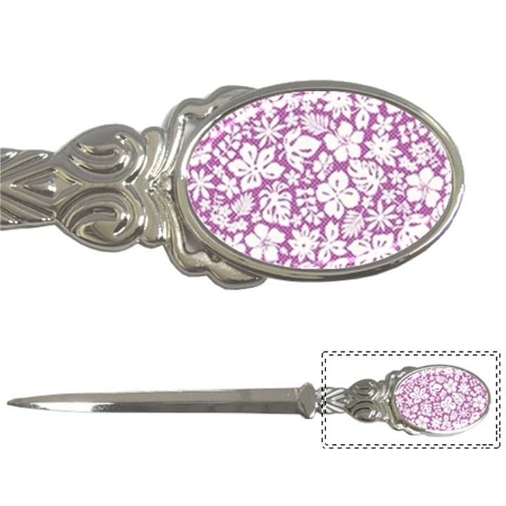 White Hawaiian flowers on purple Letter Opener